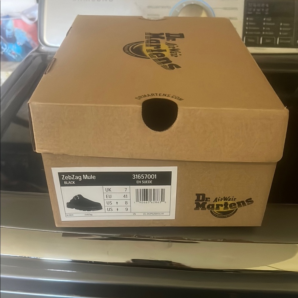 Dr. Martens Black ZebZag Mule Shoes box only